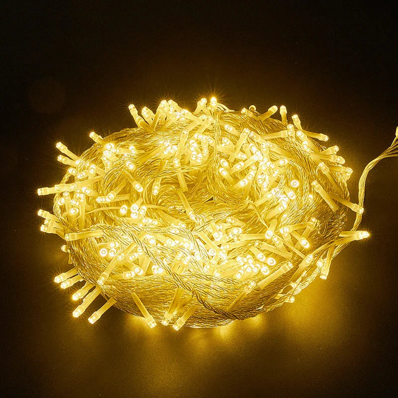 Vánoční dekorativní světelný řetěz teplá bílá 10 metrů 80 žárovek na baterie