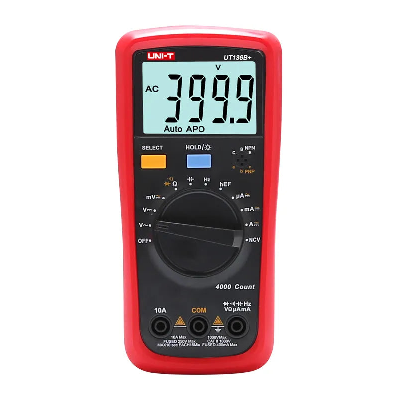 Uni-trend Højpræcisions Digital Multimeter med Brandsikker Kapacitans Test UT136B+