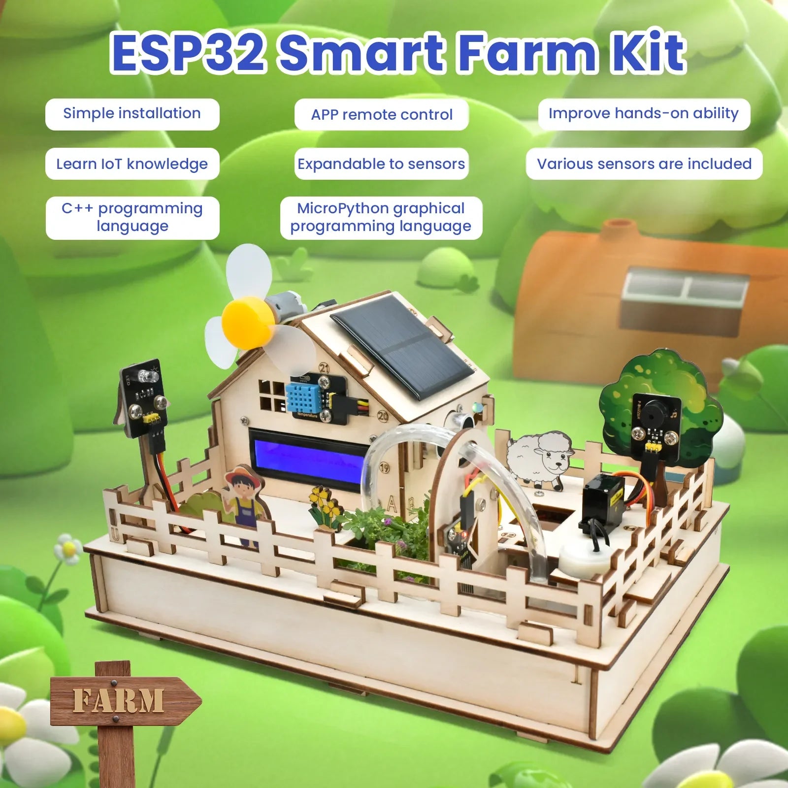 KeyeStudio ESP32 IoT Besturings Slimme Boerderij Starter Kit Arduino Scratch 3.0