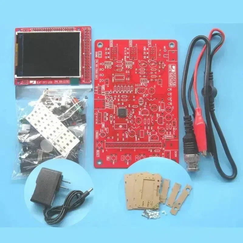 Kit elettronico oscilloscopio fai-da-te con adattatore di alimentazione e custodia