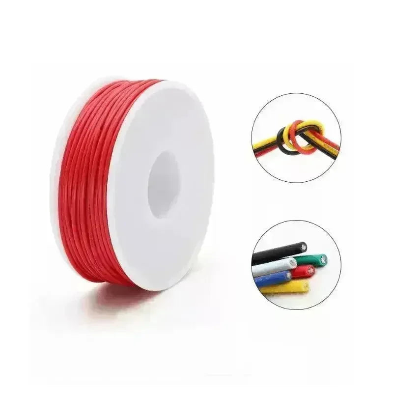 28AWG Silicone Electrical Wire Cable - 5 Colors, 5 rolls totaling 100 meters per box