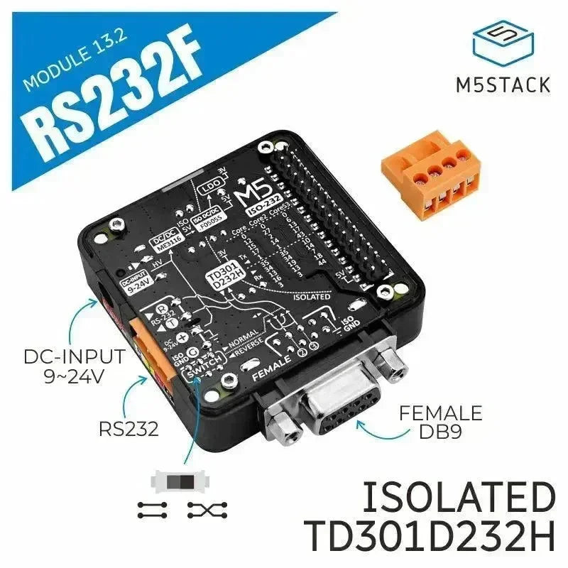 M5stack RS232 modul 13.2 s DB9 samičím konektorem