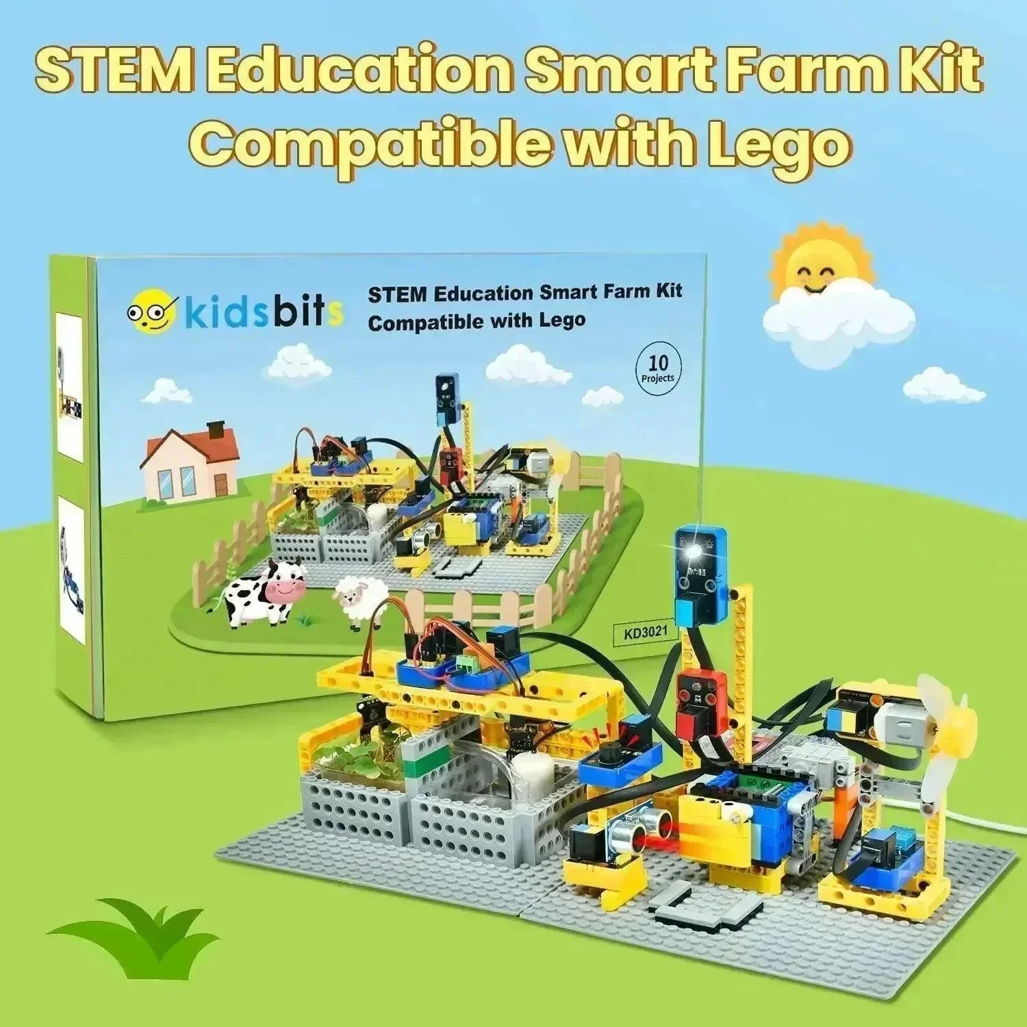KeyeStudio Kidsbits STEM Arduino Bildungs-Smart-Farm-Kit kompatibel mit Lego