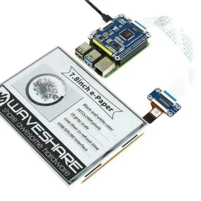 Waveshare 7,8 tommer E-Ink Display 1872x1404 E-Paper med Hat