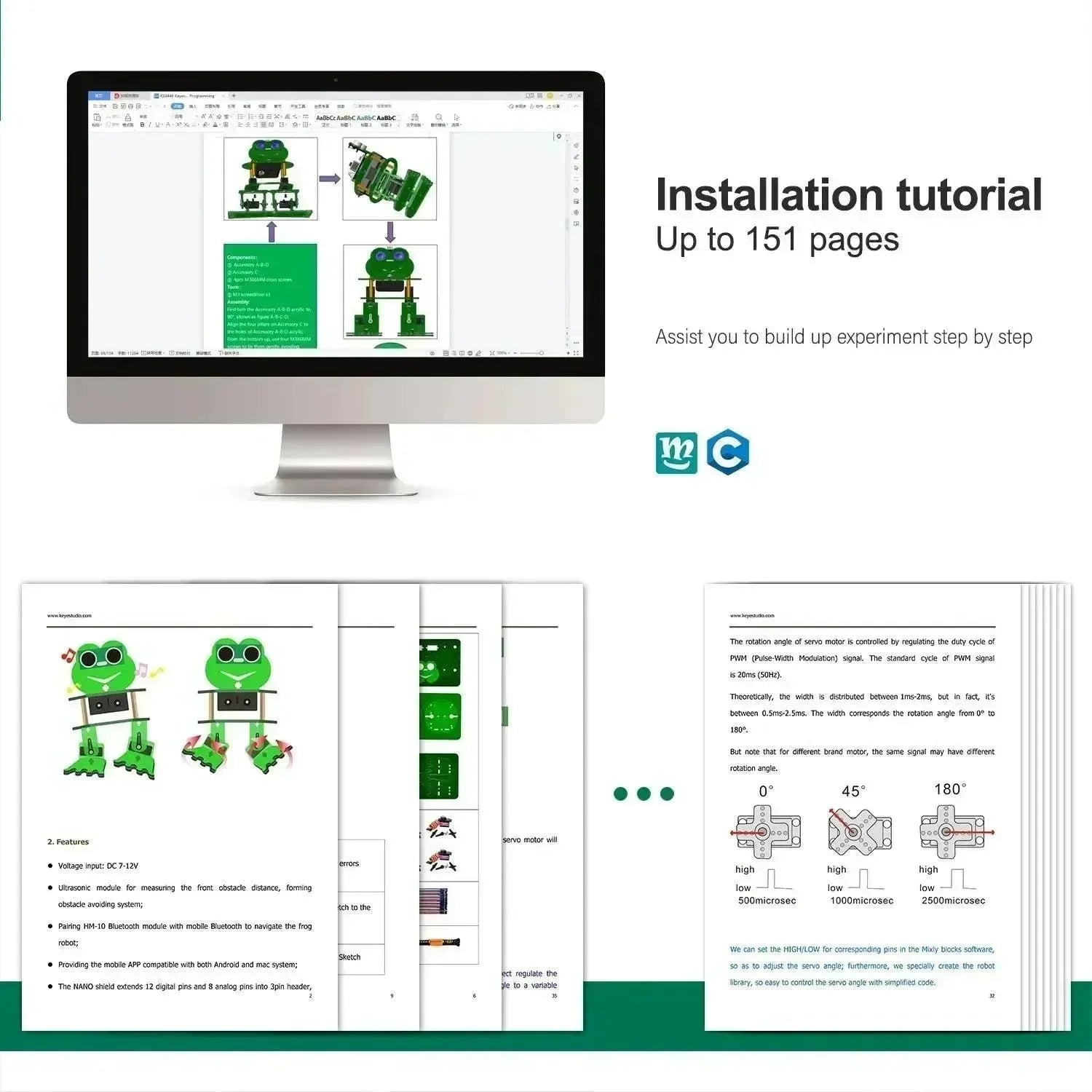 Keyestudio DIY 4-DOF Robot Kit Frog Robot for Arduino - OpenELAB