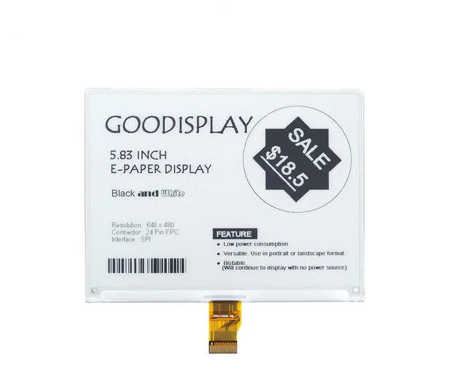 5,83palcový modul displeje E-Paper Rychlá aktualizace E-Ink obrazovky