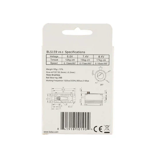 KST BLS159 Low Profile Brushless HV Digital Servo 15Kgf.cm 0.11sec 60°-3