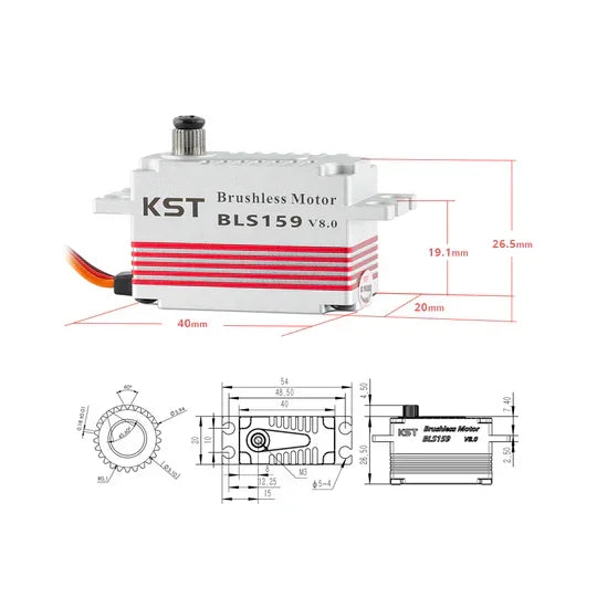 KST BLS159 Low Profile Brushless HV Digital Servo 15Kgf.cm 0.11sec 60°-6