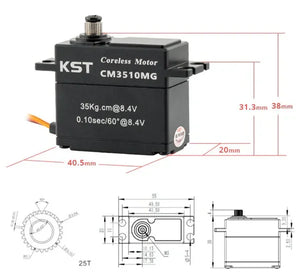 KST CM3510MG Coreless DC Motor Metal Gear Servos IP65 Waterproof 35Kgf.cm 0.10sec-6