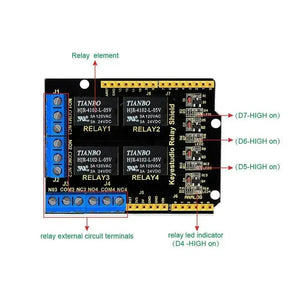 Keyestudio 4 channel 5V Relay Shield module for Arduino UNO R3 - OpenELAB