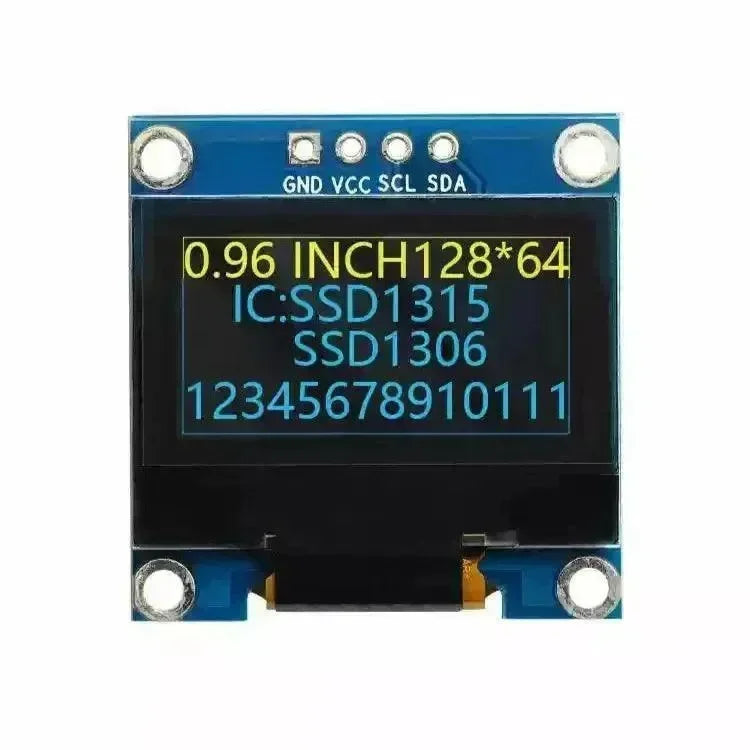 0,96-tums OLED-displaymodul, 128×64 upplösning, SPI / I2C-kommunikation