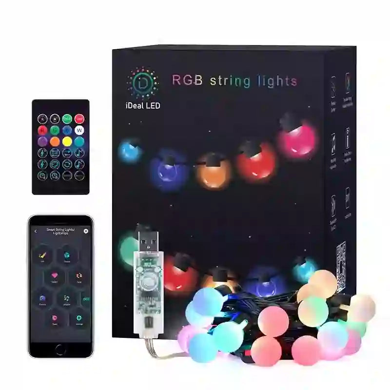 Christmas Lights String 25 Bulbs Bluetooth Music APP Remote WS2812B