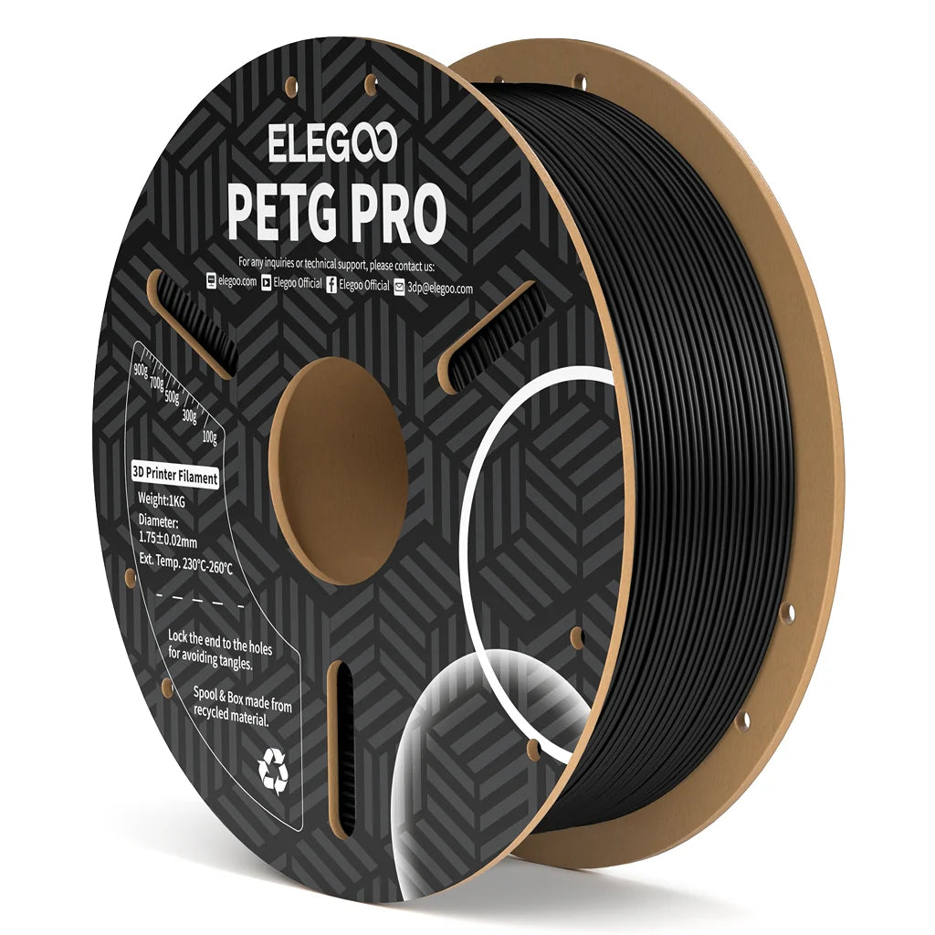 ELEGOO PETG Pro Black Filaments 3D Printer Consumables 1KG 1.75mm for FDM 3D printer