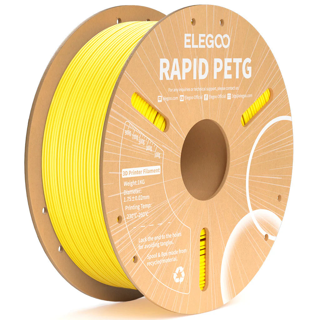 ELEGOO Rapid PETG Yellow Filaments 3D Printer Consumables 1KG 1.75mm for FDM 3D printer