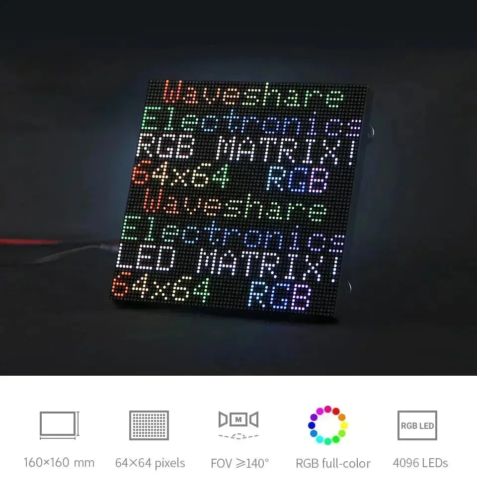 RGB-Vollfarb-LED-Matrixpanel, 2,5 mm Raster, 64 x 64 Pixel, einstellbare Helligkeit