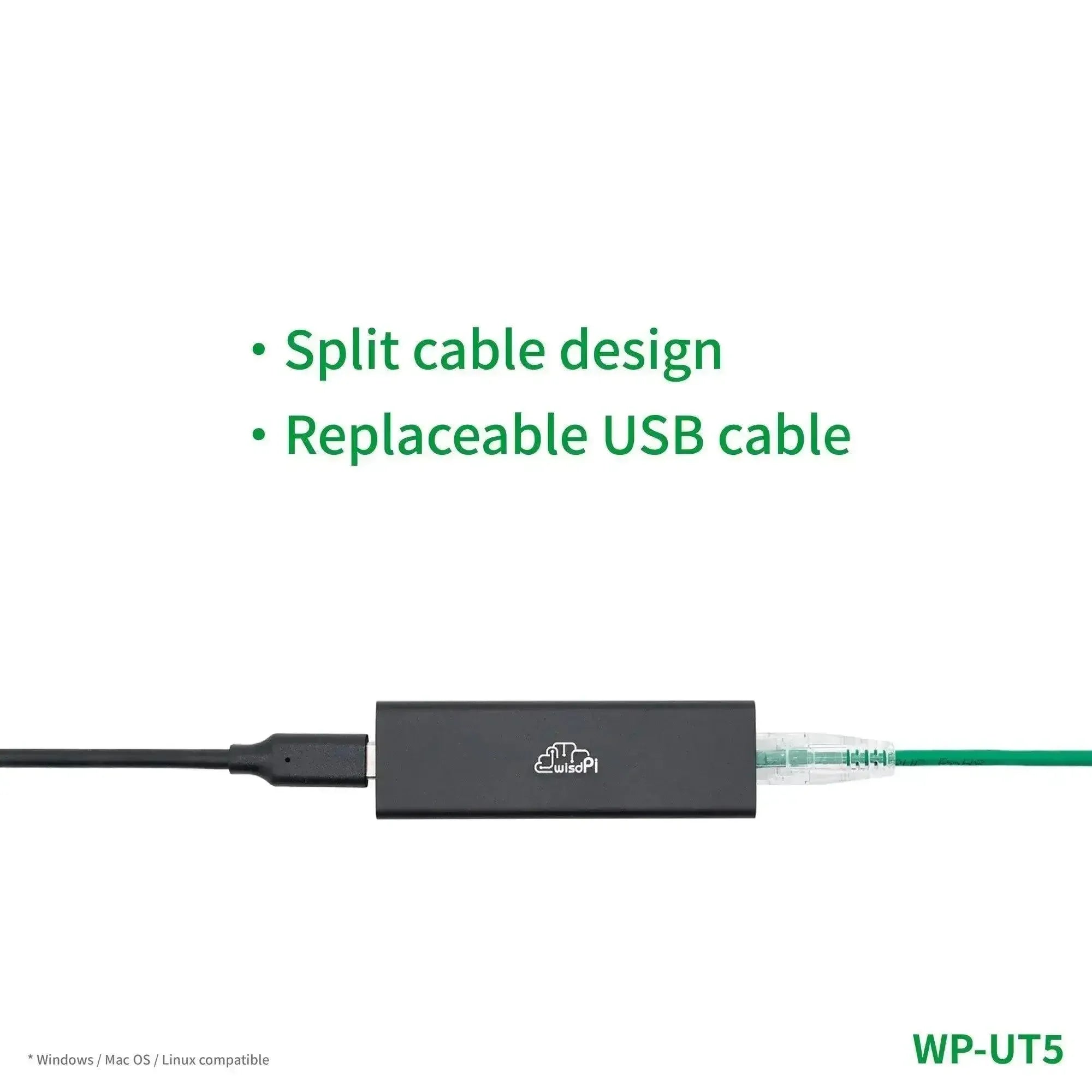 WisdPi 5Gbps USB3.2 Wired Base-T Ethernet Adapter Realtek RTL8157-5