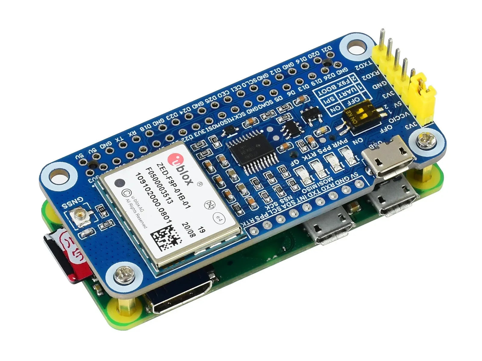 Waveshare ZED-F9P GPS-RTK HAT für Raspberry Pi Zentimeter-Genauigkeit