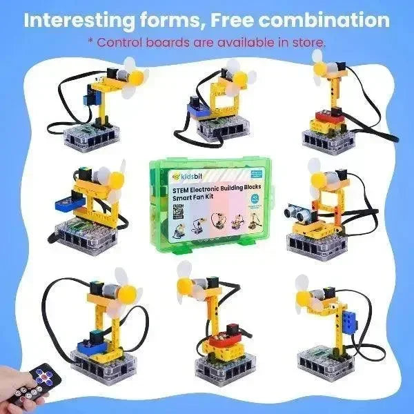 Kit inteligente de ventilador con bloques electrónicos de construcción STEM para niños KeyeStudio Kidsbits Arduino