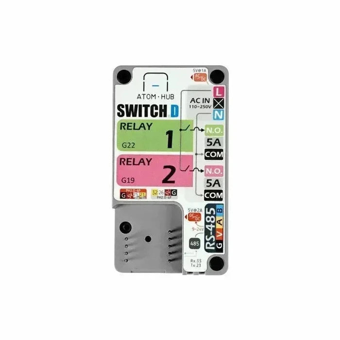 M5Stack ATOM HUB SwitchD 2-Relay Kit white background main product image