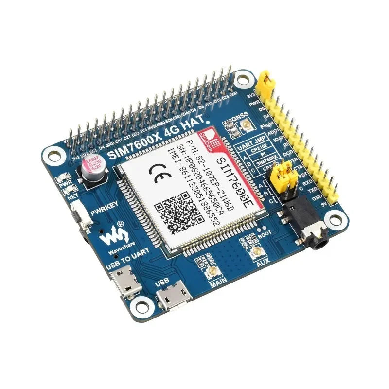 Waveshare SIM7600E LTE Cat-1 HAT pour Raspberry Pi 3G/2G/GNSS