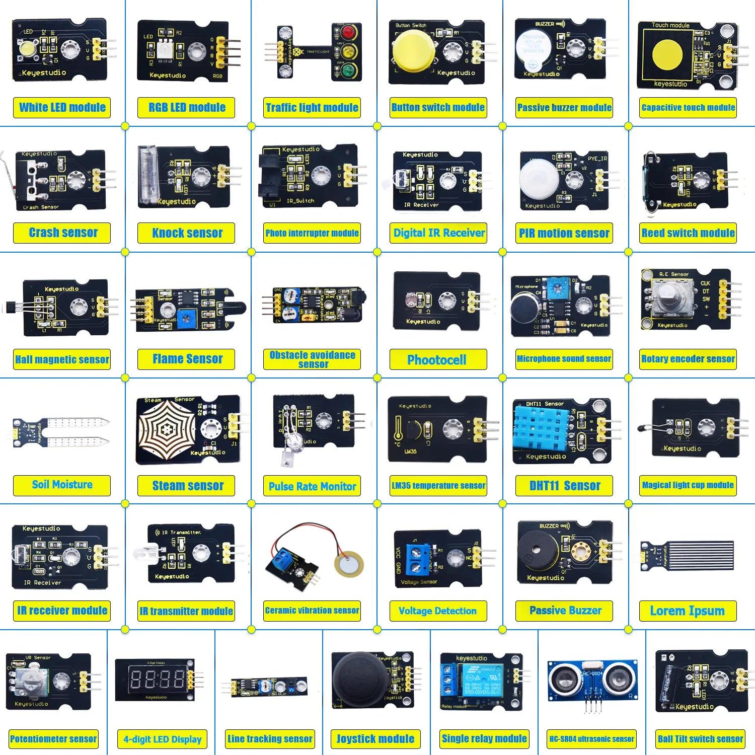 Keyestudio 37 in 1 Sensor Kit Upgrade V3.0 with Gift Box - OpenELAB