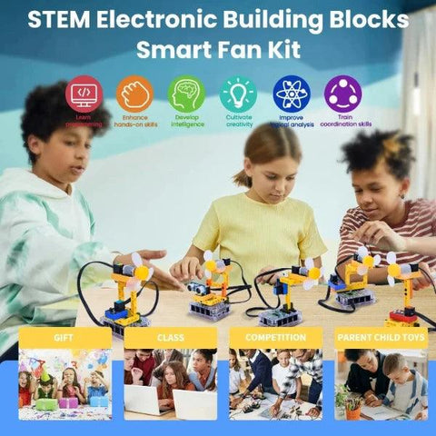 Kidsbits STEM Blocchi elettronici Kit Lego con sensore fai-da-te per ventola intelligente