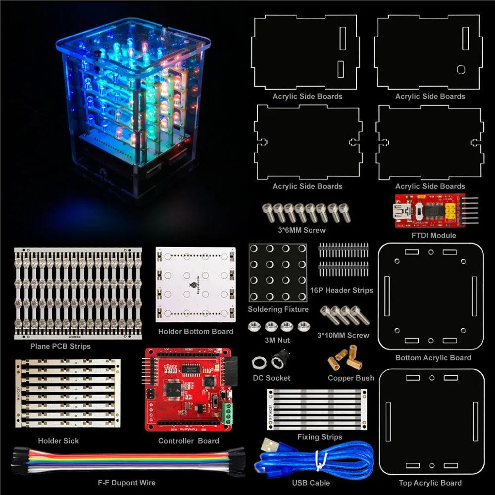 Keyestudio 4*4*4 RGB LED Display CUBE Starter Kit for Arduino - OpenELAB