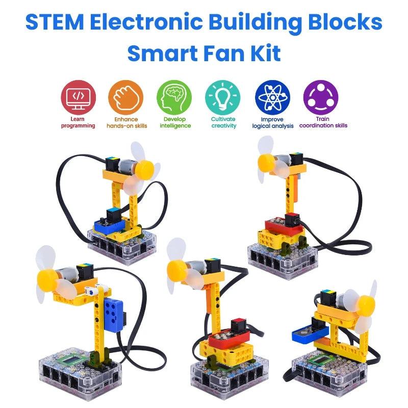 Kidsbits STEM Blocchi elettronici Kit Lego con sensore fai-da-te per ventola intelligente