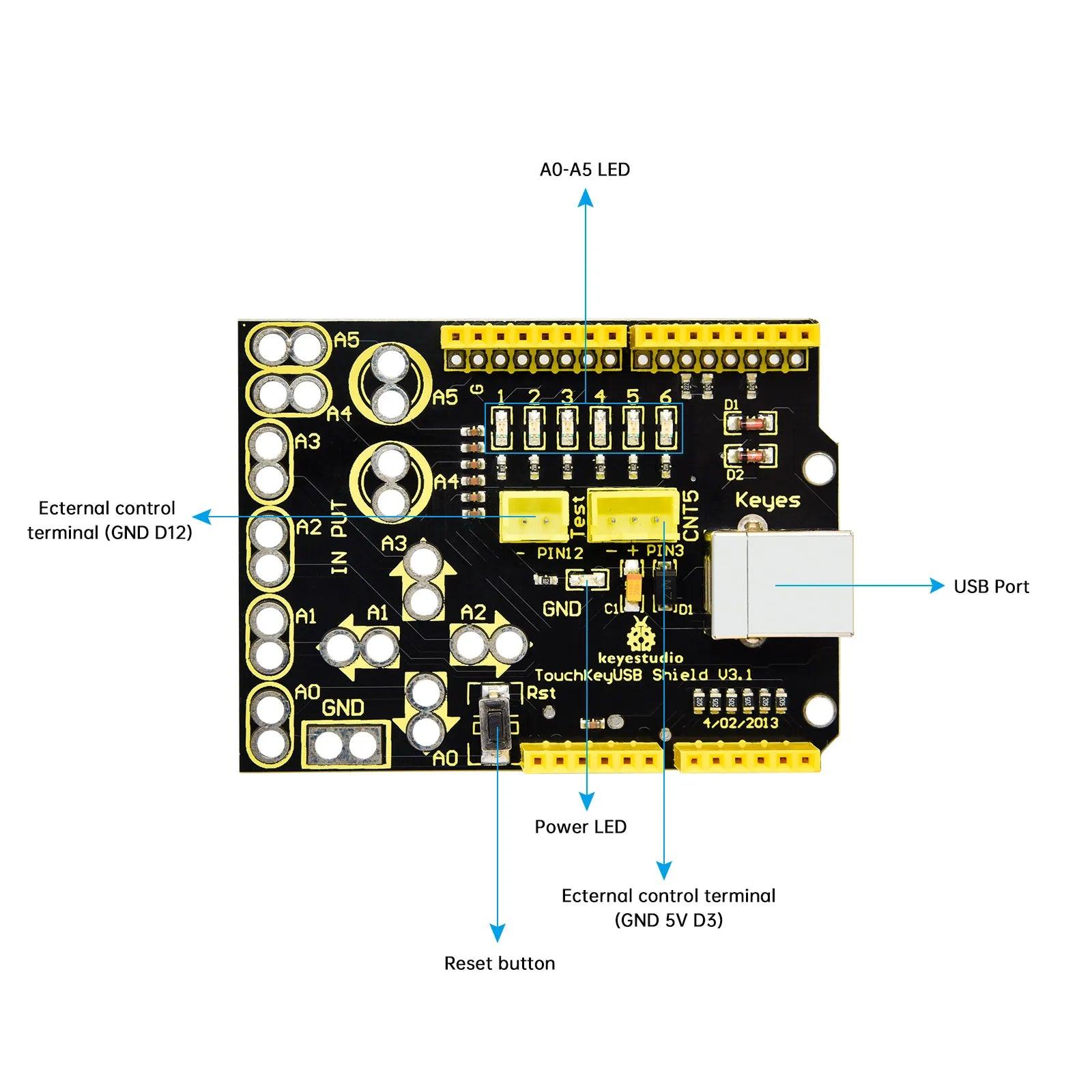 Keyestudio Touch Key USB Shield UNO R3 Dev Board - OpenELAB