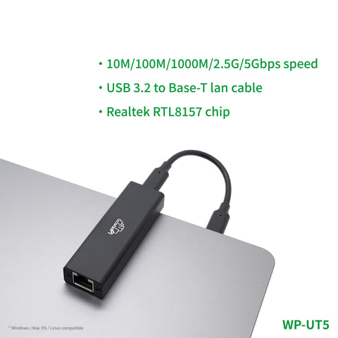 WisdPi USB 3.2 5Gbps Wired Base-T Ethernet Adapter Realtek RTL8157