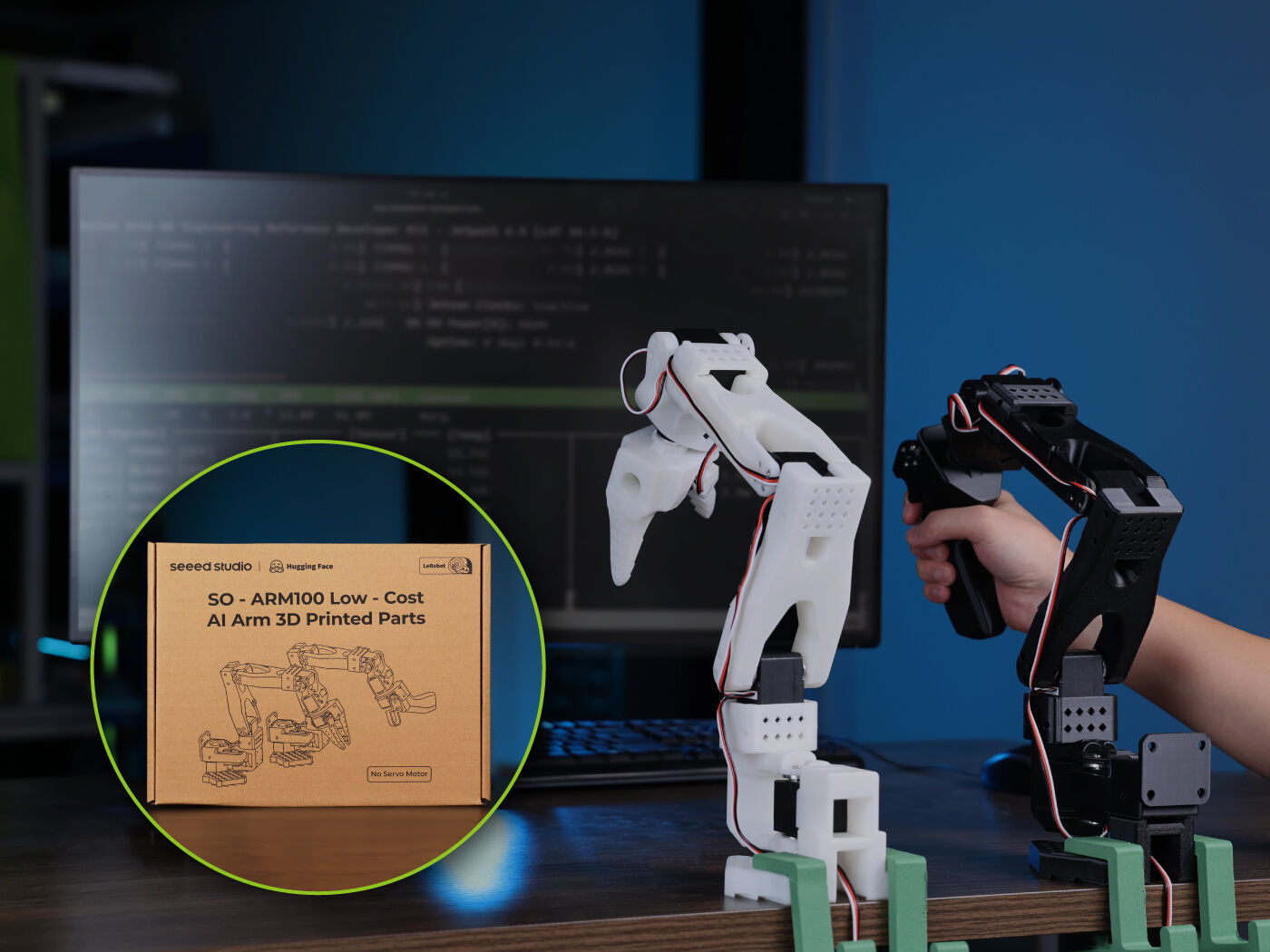 Seeed Studio SO-ARM100 Low-Cost AI Arm 3D Printed Skeleton