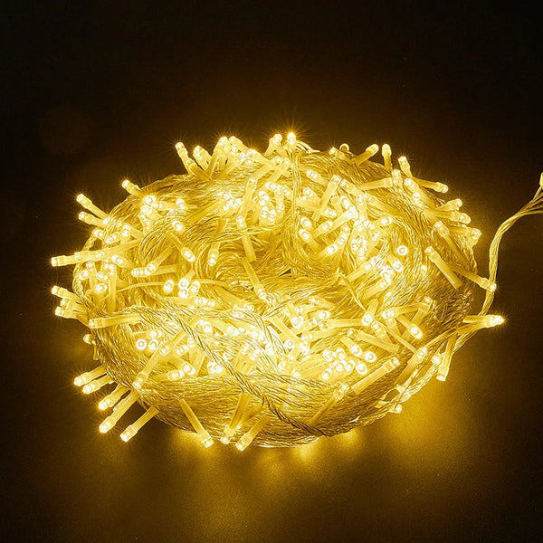 Vánoční dekorativní světelný řetěz teplá bílá 10 metrů 80 žárovek na baterie