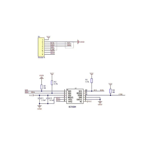 SC7A20H 3-axis Acceleration and Tilt Angle Sensor Module