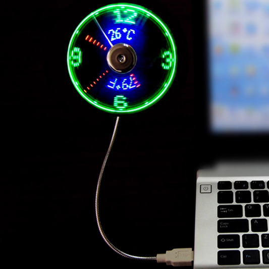 USB LED light-emitting Clock Small Fan (Editable)