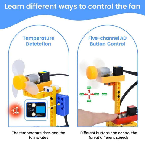 Kidsbits STEM elektronische bouwstenen Slimme ventilator Programmeerbare starterkit