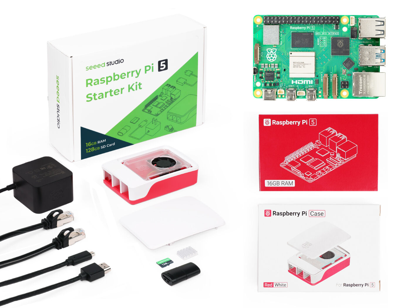 Seeed Studio Raspberry Pi 5 Starter Kit 4/8/16GB RAM 128GB Micro SD Card