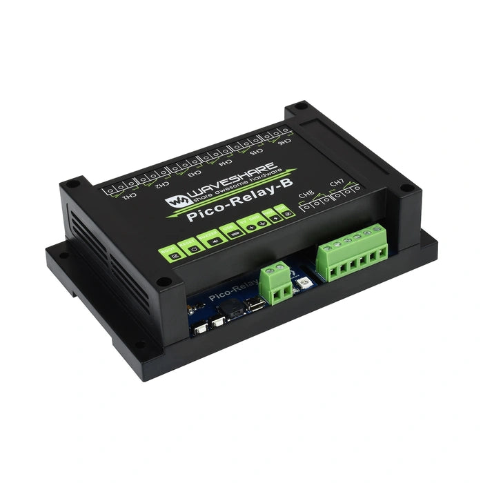Waveshare Industrial 8-Channel Relay Module for Raspberry Pi Pico white background product image