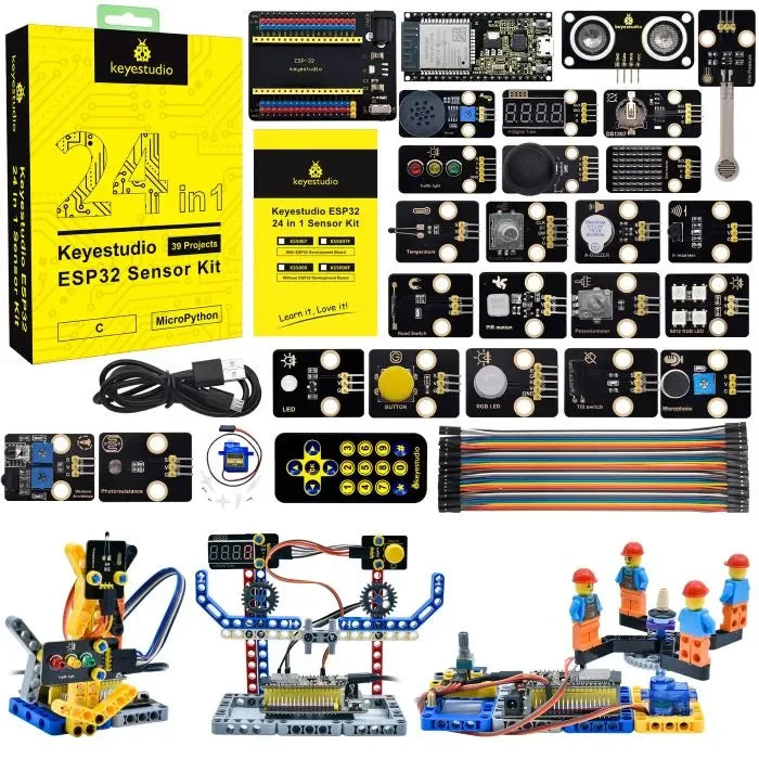 KeyeStudio ESP32 24 v 1 Sada senzorů pro začátečníky DIY vzdělávací sada 39 projektů