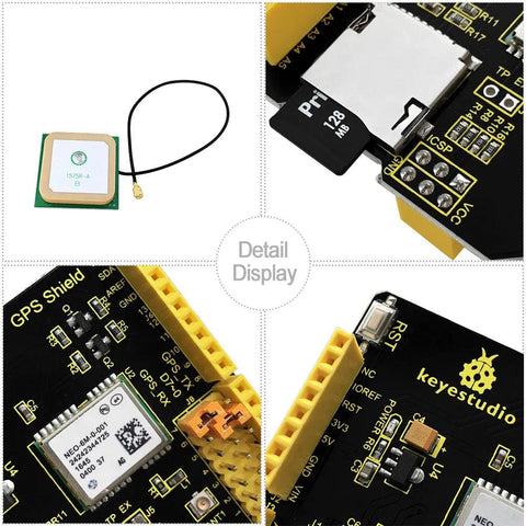 Keyestudio GPS Shield with SD slot +Antenna for Arduino UNO R3 - OpenELAB