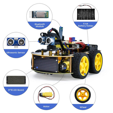 Keyestudio Upgraded 4WD BT Multi-purpose Smart Car V2 - OpenELAB