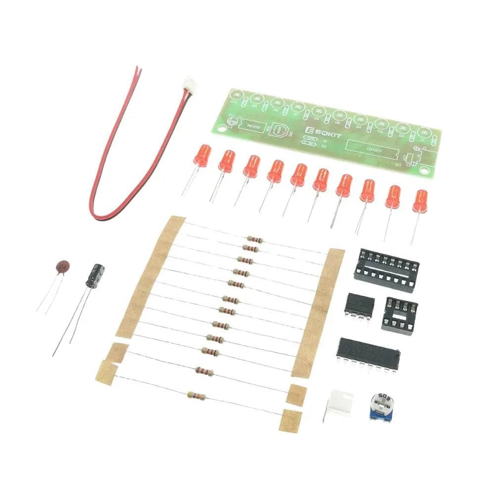 NE555+CD4017 Kit electrónico de bricolaje con luz fluida y batería