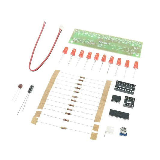 NE555 + CD4017 Kit de bricolage électronique à lumière fluide avec batterie