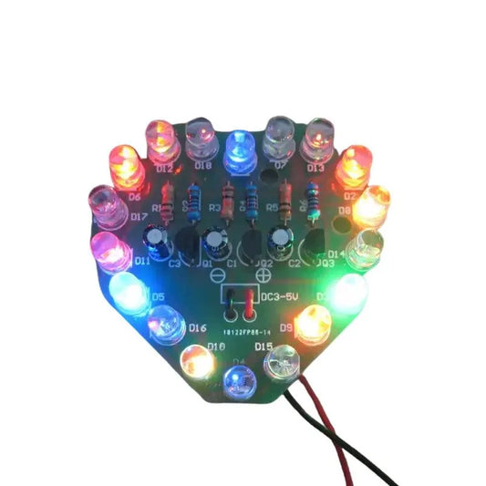 Kit fai da te con lampeggiante LED a sette colori a forma di cuore con cavo USB