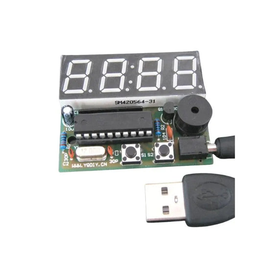 Four-Digit Electronic Clock DIY Kit with USB cable