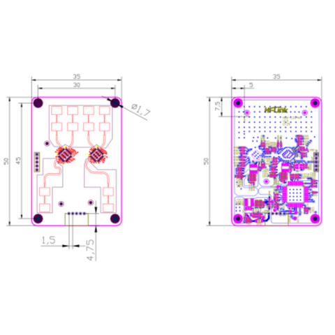 HLK-LD2461 2T4R 24G Millimetergolf Hoge precisie Meerdere doelen Menselijke waarnemingstraject Tracking Radarsensormodule