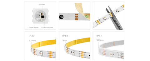 BTF-LIGHTING WS2813B Tablero desnudo de tira LED ECO RGB de 1 metro