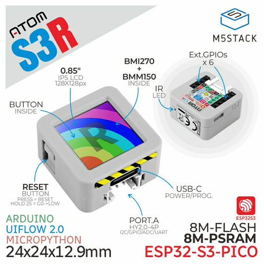 Kit de développement M5Stack ATOMS3R avec écran de 0,85 pouces