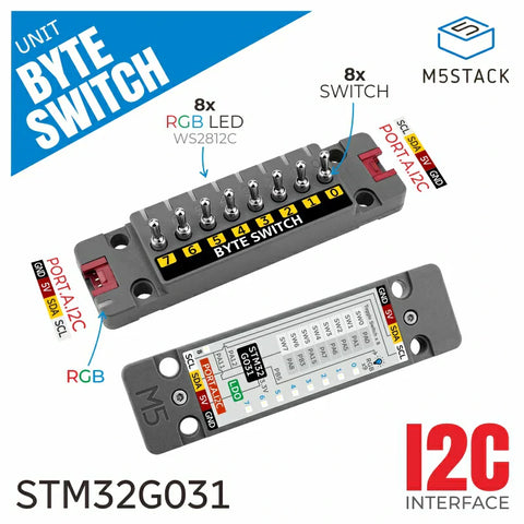 M5Stack Byte Switch Unit with 8x Switches (STM32G031)