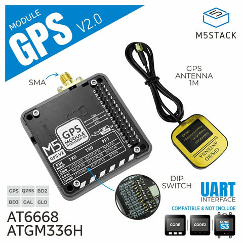 M5Stack GPS Module v2.0 with External Antenna (AT6668)