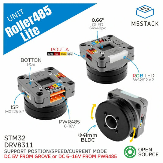 Unidad M5Stack Roller485 Lite sin anillo deslizante (STM32)